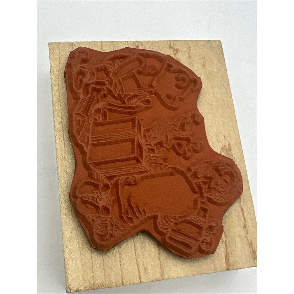All Night Media Rubber Stamps 765J GIFT WRAPPING PARTY CHRISTMAS winnie the pooh